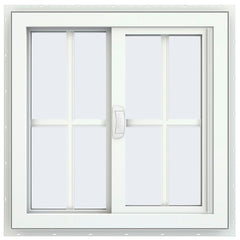 24x24 Black Viny PVC Sliding Windows With Colonial Grids Grilles