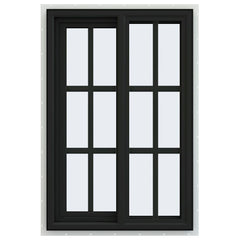 24x36 Bronze Color Vinyl PVC Sliding Window With Colonial Grids Grilles
