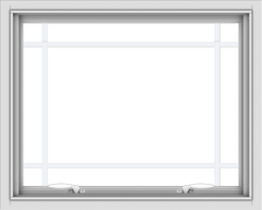 WDMA 30x24 (29.5 x 23.5 inch) White uPVC Vinyl Push out Awning Window with Prairie Grilles