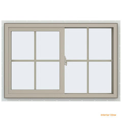 36x24 35.5x23.5 Bronze Vinyl Sliding Window With Colonial Grids Grilles