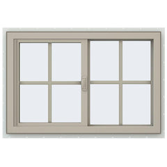36x24 35.5x23.5 Vinyl PVC Sliding Window With Colonial Grids Grilles