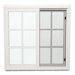 34x34 33.5x33.5 White Vinyl Sliding Window With Colonial Grids Grilles