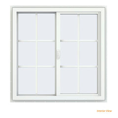 36x36 Bronze Color Vinyl Sliding Window With Colonial Grids Grilles