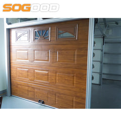 40mm thickness panel mahogany colored wood grain modern 16x7 garage door on China WDMA