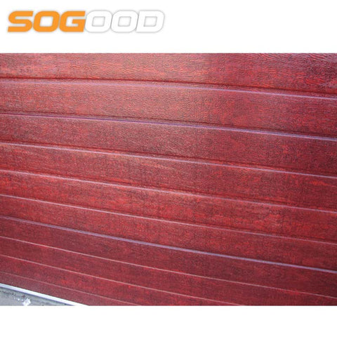 40mm thickness panel mahogany colored wood grain modern 16x7 garage door on China WDMA