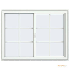 48x48 47.5x47.5 White Vinyl Sliding Window With Colonial Grids Grilles