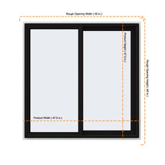 48x48 Black Vinyl Sliding Window With Fiberglass Mesh Screen