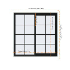 48x48 Vinyl Sliding Window Black With Colonial Grids Grilles