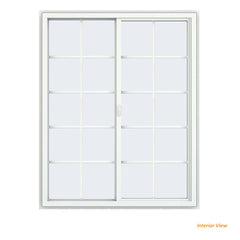 48x60 White Vinyl Sliding Window With Colonial Grids Grilles