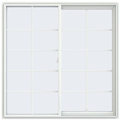 60x60 59.5x59.5 White Vinyl Sliding Window With Colonial Grids Grilles