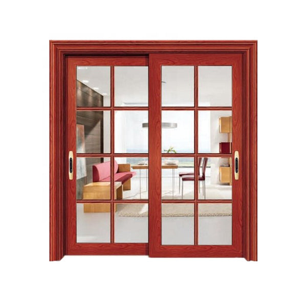 Aluminium Wood Color 3 Panel French Doors Outside on China WDMA