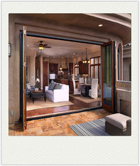 Aluminum glass panel accordion bifold folding door with built-in blinds on China WDMA