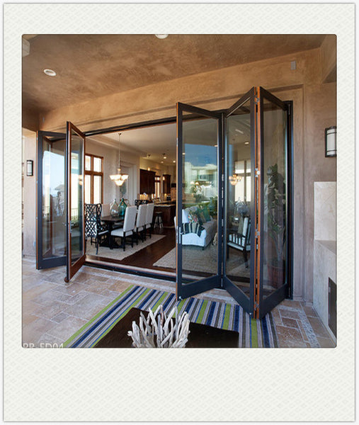 Aluminum glass panel accordion bifold folding door with built-in blinds on China WDMA