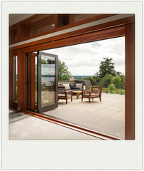 Aluminum glass panel accordion bifold folding door with built-in blinds on China WDMA