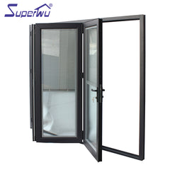 Custom size aluminium frame bi-folding door with three panels with built-in blind retractable flyscreen available on China WDMA