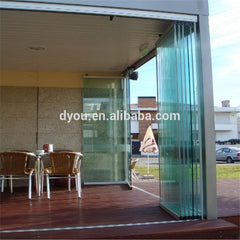 Customized size interior frameless sliding folding glass patio door on China WDMA