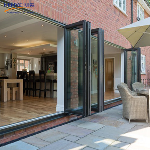 Double glazing lowes bi fold door/Accordion aluminum glass patio exterior bifold door on China WDMA