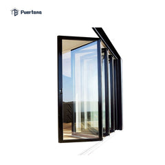 Germany Lightweight Entrance Exterior Aluminium Accordion Bi Folding Sliding Glass Door For Restaurant on China WDMA