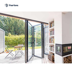 Germany Lightweight Entrance Exterior Aluminium Accordion Bi Folding Sliding Glass Door For Restaurant on China WDMA