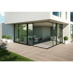 Commercial Or Residential Used Corner Black  Aluminum Horizontal Sliding Glass Door Accordion doors