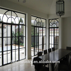 Hot selling decorative wrought iron door with latest french steel window grill design cheap steel glass windows on China WDMA