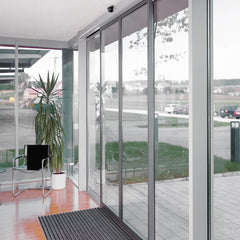 Hotel hospital bank stainless steel frame automatic sliding glass door with unit on China WDMA