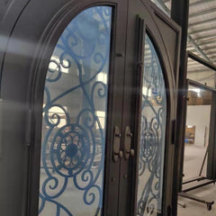 Modern Design 12 Gauge Steel Wrought Iron Safety Door with Open Window Fly Screen on China WDMA