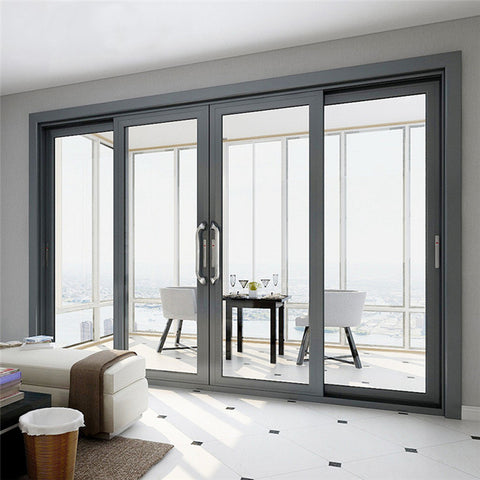 Soft Closing Sliding Door System  Certification Front  Aluminum Bedroom Sliding Door With Double Glazed 96x80 Sliding Door