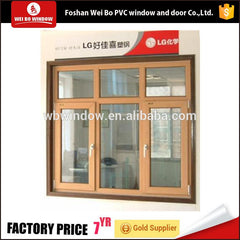 Upvc&pvc wood grain color Hurricane resistant casement window with fly screen on China WDMA