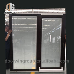 waterfront balcony timber aluminum tilt sliding glass door with Integrated shutter on China WDMA