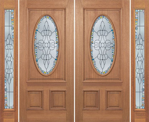 WDMA 100x80 Door (8ft4in by 6ft8in) Exterior Mahogany Maryvale Double Door/2side w/ Tiffany Glass 1