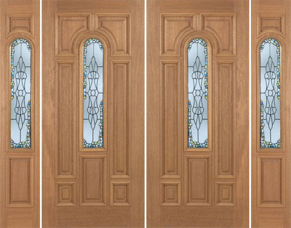 WDMA 100x80 Door (8ft4in by 6ft8in) Exterior Mahogany Revis Double Door/2side w/ Tiffany Glass - 6ft8in Tall 1