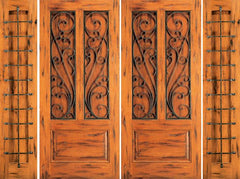 WDMA 100x80 Door (8ft4in by 6ft8in) Exterior Knotty Alder Front Double Door with Two Sidelights 3-Panel 1