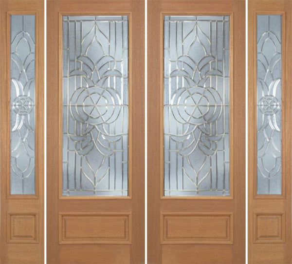 WDMA 100x96 Door (8ft4in by 8ft) Exterior Mahogany Livingston Double Door/2side w/ C Glass - 8ft Tall 1