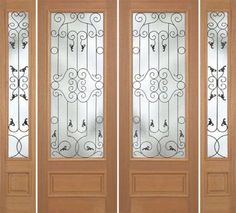 WDMA 100x96 Door (8ft4in by 8ft) Exterior Mahogany Roma Double Door/2side w/ WM Glass - 8ft Tall 1