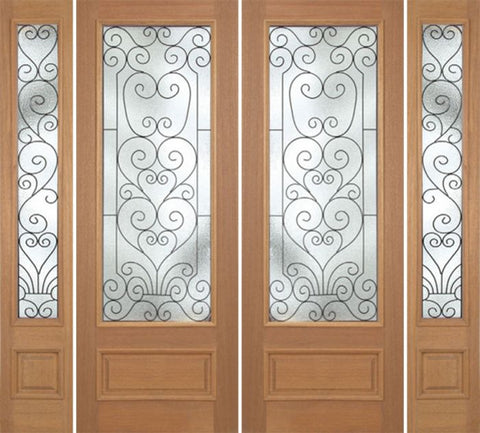 WDMA 100x96 Door (8ft4in by 8ft) Exterior Mahogany Roma Double Door/2side w/ SM Glass - 8ft Tall 1