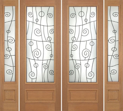 WDMA 100x96 Door (8ft4in by 8ft) Exterior Mahogany Roma Double Door/2side w/ RM Glass - 8ft Tall 1
