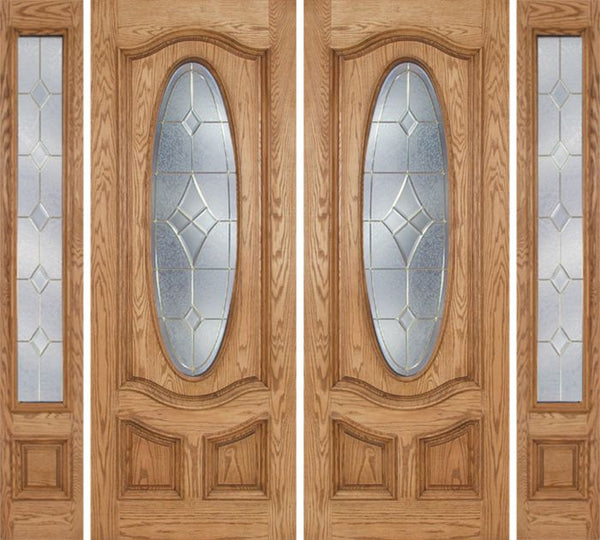 WDMA 100x96 Door (8ft4in by 8ft) Exterior Oak Dally Double Door/2side w/ A Glass - 8ft Tall 1