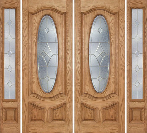 WDMA 100x96 Door (8ft4in by 8ft) Exterior Oak Dally Double Door/2side w/ A Glass - 8ft Tall 1