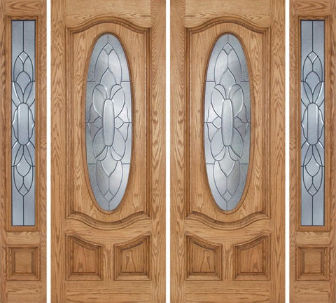 WDMA 100x96 Door (8ft4in by 8ft) Exterior Oak Dally Double Door/2side w/ BO Glass - 8ft Tall 1