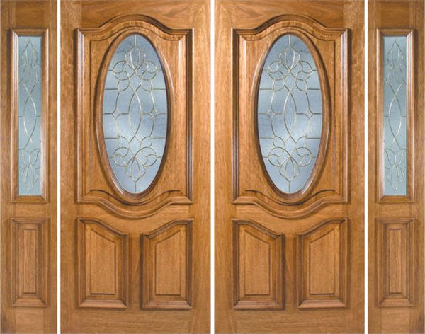 WDMA 108x80 Door (9ft by 6ft8in) Exterior Mahogany La Jolla Double Door/2side w/ OC Glass 1