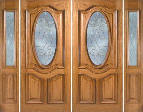 WDMA 108x80 Door (9ft by 6ft8in) Exterior Mahogany La Jolla Double Door/2side w/ OC Glass 1