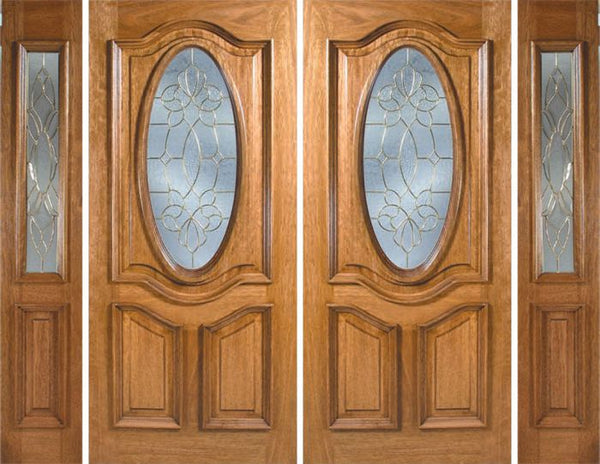 WDMA 108x80 Door (9ft by 6ft8in) Exterior Mahogany La Jolla Double Door/2side w/ BO Glass - 6ft8in Tall 1