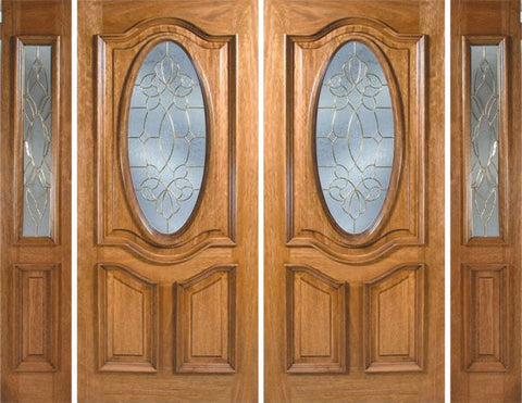 WDMA 108x80 Door (9ft by 6ft8in) Exterior Mahogany La Jolla Double Door/2side w/ BO Glass - 6ft8in Tall 1
