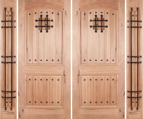 WDMA 108x80 Door (9ft by 6ft8in) Exterior Walnut Rustica Double Door/2side with Speakeasy 1