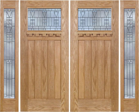 WDMA 108x80 Door (9ft by 6ft8in) Exterior Oak Biltmore Double Door/2 Full-lite side w/ B Glass 1