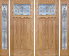 WDMA 108x80 Door (9ft by 6ft8in) Exterior Oak Biltmore Double Door/2 Full-lite side w/ B Glass 1