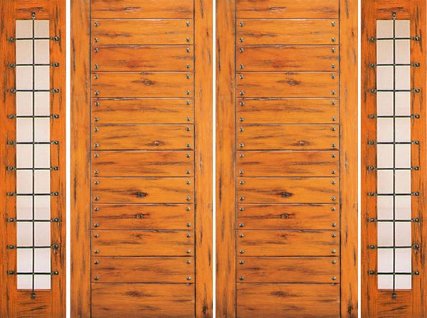 WDMA 108x80 Door (9ft by 6ft8in) Exterior Knotty Alder Double Door with Two Sidelights Flush 1