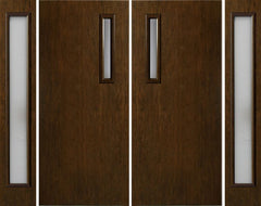 WDMA 112x80 Door (9ft4in by 6ft8in) Exterior Cherry Contemporary One Slim Vertical Lite Double Entry Door Sidelights 1