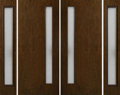 WDMA 112x80 Door (9ft4in by 6ft8in) Exterior Cherry Contemporary One Vertical Lite Double Entry Door Sidelights 1